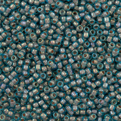 50g Toho Round Seed Bead 8/0 Inside Color Aqua Brick Lined AB (1851)