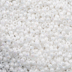 50g Toho Round Seed Bead 8/0 Opaque White AB (401)