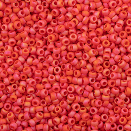 50g Toho Round Seed Bead 8/0 Opaque Matte Pumpkin AB (410F)