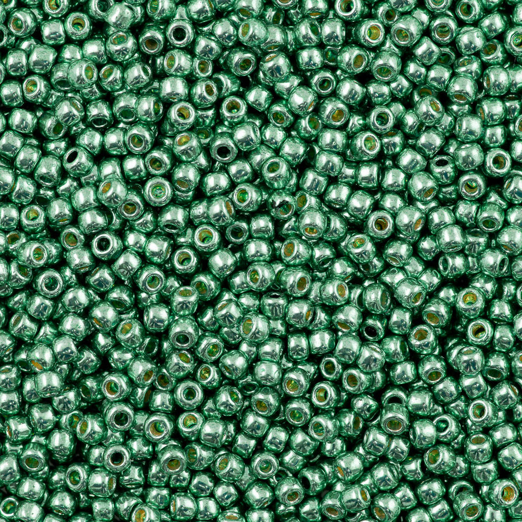 50g Toho Round Seed Bead 8/0 PermaFinish Galvanized Jade Green (589PF)