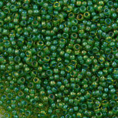 50g Toho Round Seed Bead 8/0 Inside Color Lime Green Opaque Green Lined (947)