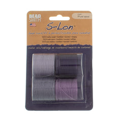 Lilac 4pc Mix S-Lon Bead Cord Mix 77 Yard Spool .5mm TEX 210