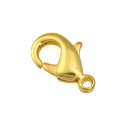 Four Lobster Claw Clasp 12mm Gold Plated Brass