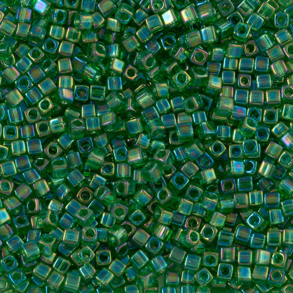 Miyuki 1.8mm Cube Seed Bead Transparent Green AB (179)
