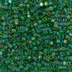 Miyuki 1.8mm Cube Seed Bead Transparent Green AB 8g Tube (179)