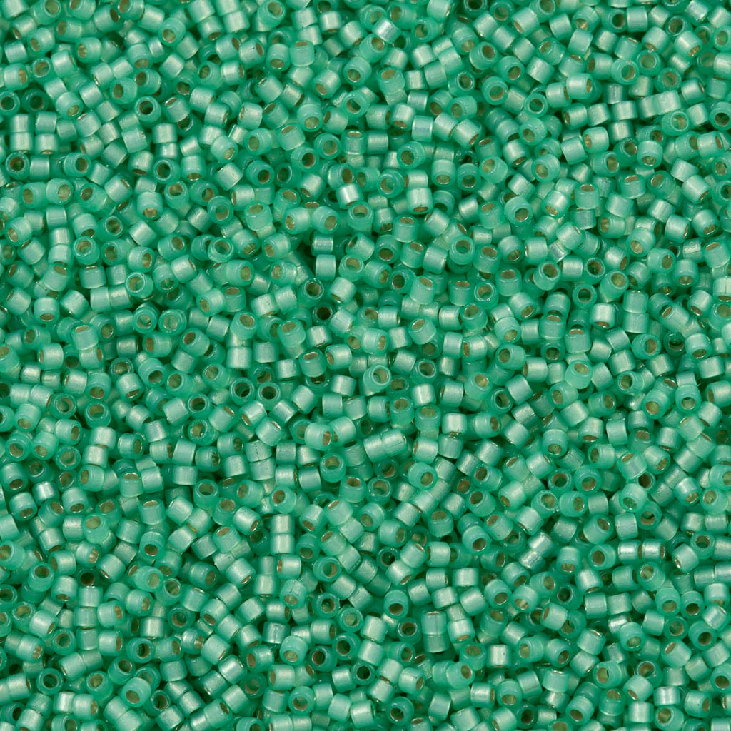 25g Miyuki Delica Seed Bead 11/0 Duracoat Dyed Semi-Matte Silver Lined Spearmint DB2188