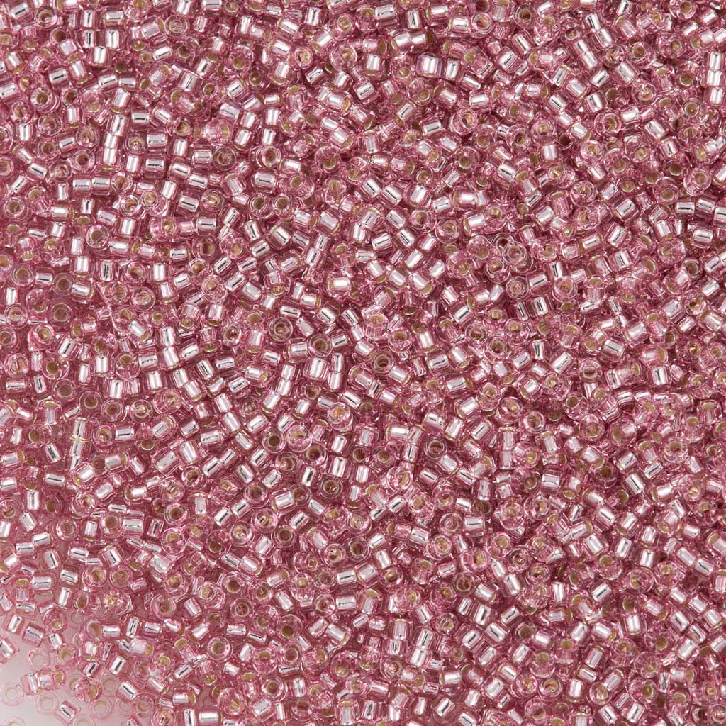 25g Miyuki Delica Seed Bead 11/0 Silver Lined Crystal Glazed Blush Rose DB1434