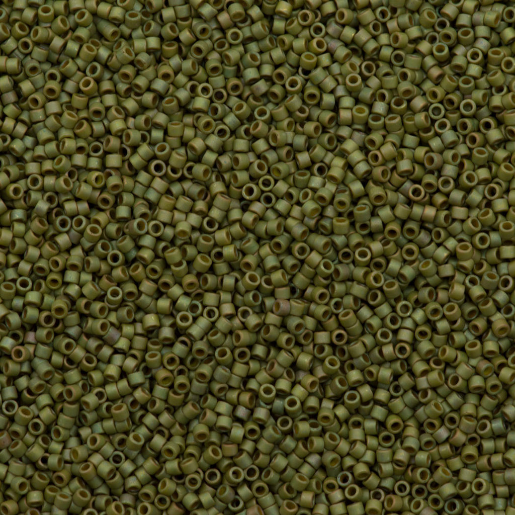 Miyuki Delica Seed Bead 11/0 Matte Opaque Light Yellow Green Gold Luster AB 2-inch Tube DB372