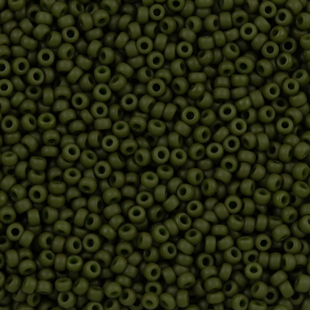 Miyuki Round Seed Bead 11/0 Opaque Matte Dyed Olive Green (2049)