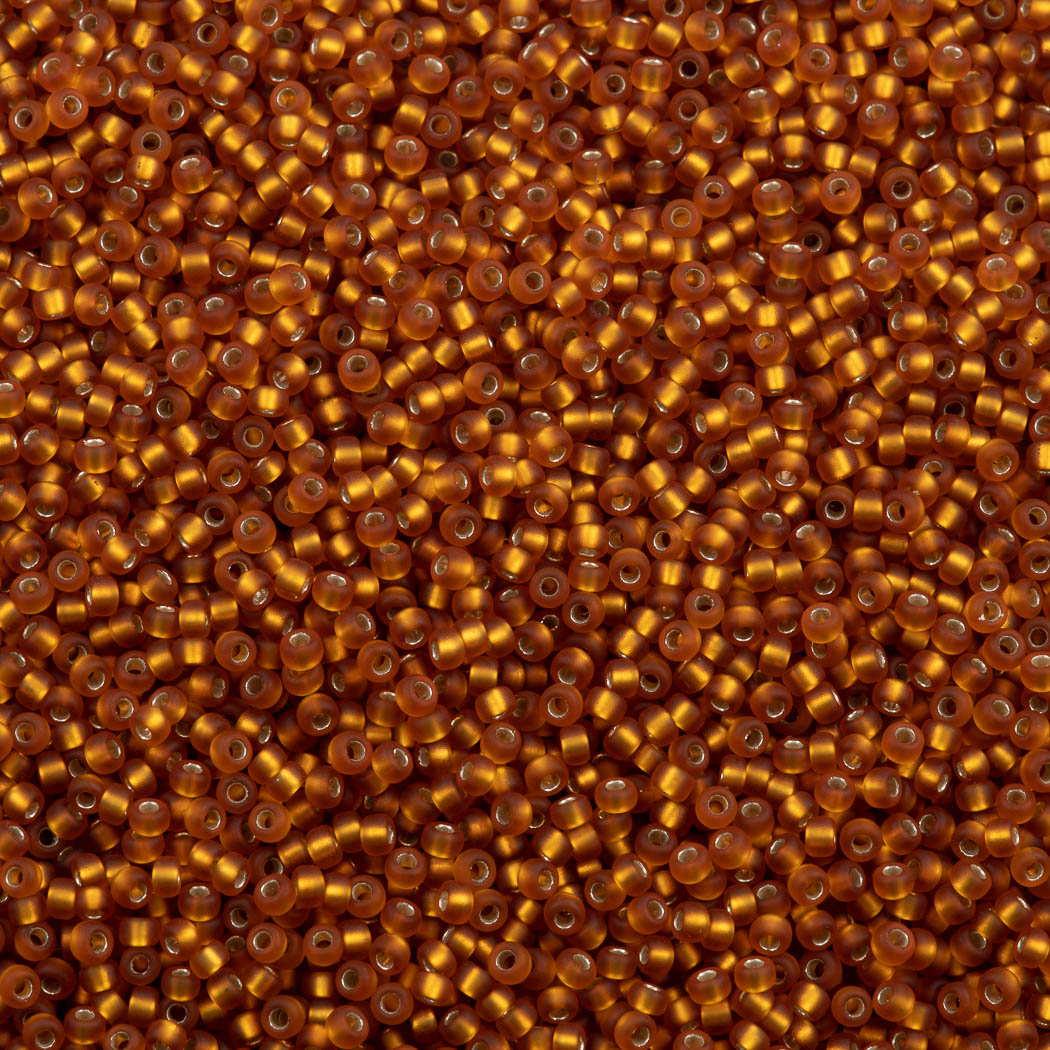50g Miyuki Round Seed Bead 11/0 Matte Silver Lined Topaz (2422F)