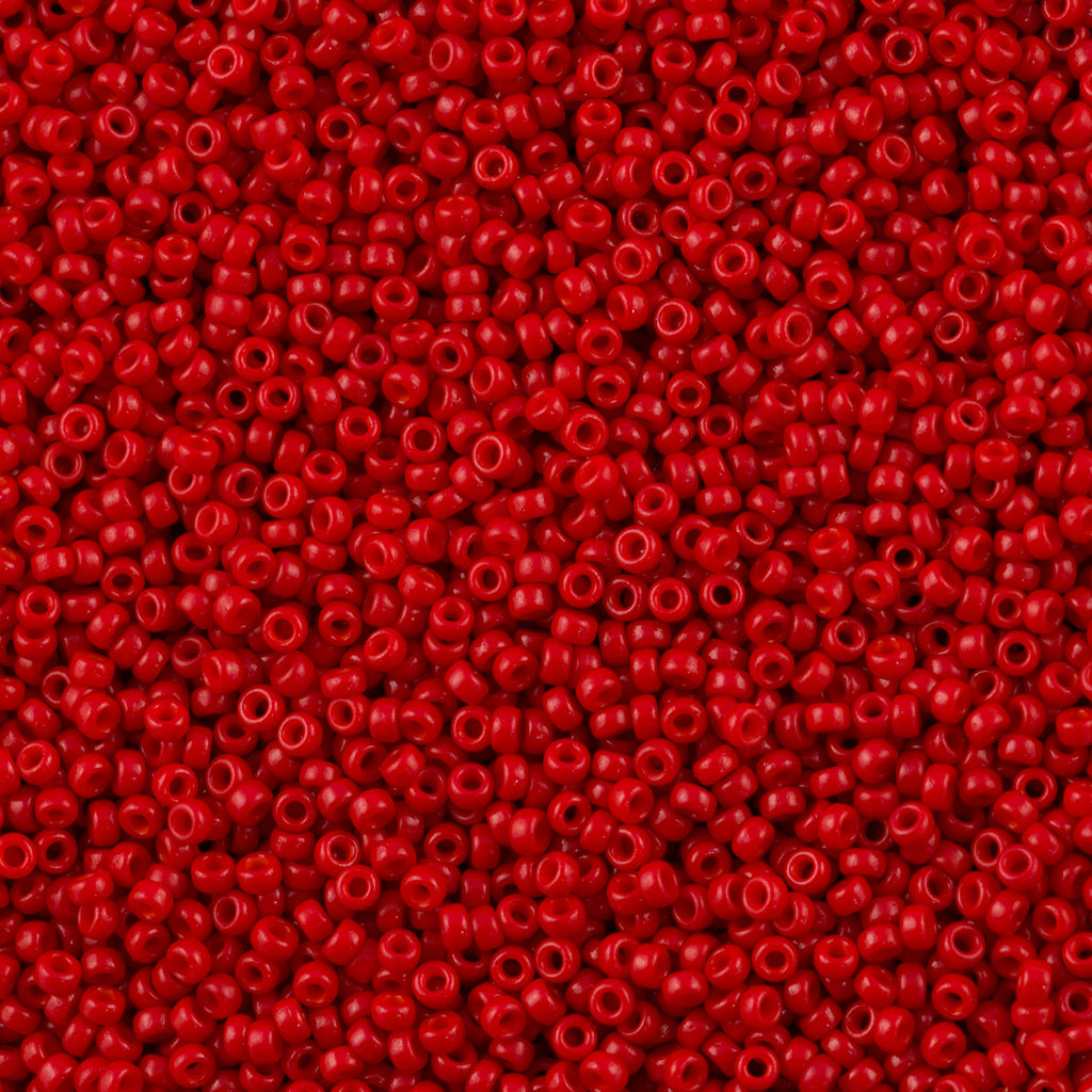 50g Miyuki Round Seed Bead 11/0 Semi Matte Opaque Dyed Bright Red (1684)