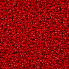 50g Miyuki Round Seed Bead 11/0 Semi Matte Opaque Dyed Bright Red (1684)