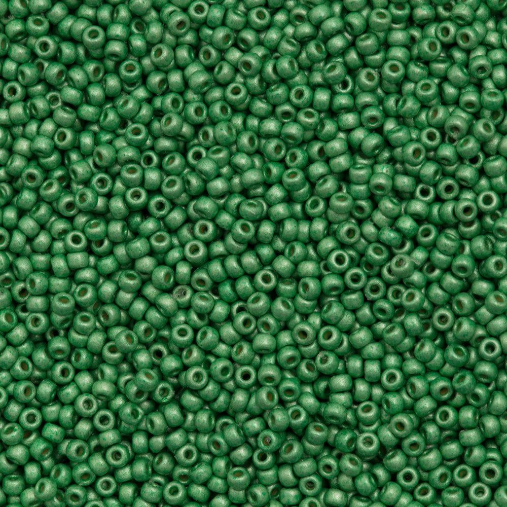 50g Miyuki Round Seed Bead 11/0 Duracoat Matte Galvanized Dark Mint Green (4214F)