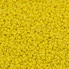 8g Miyuki Round Seed Bead 11/0 Opaque Yellow Luster (422)