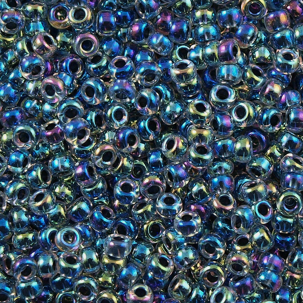 Miyuki Round Seed Bead 15/0 Inside Color Lined Noir AB 10g Tube (283)