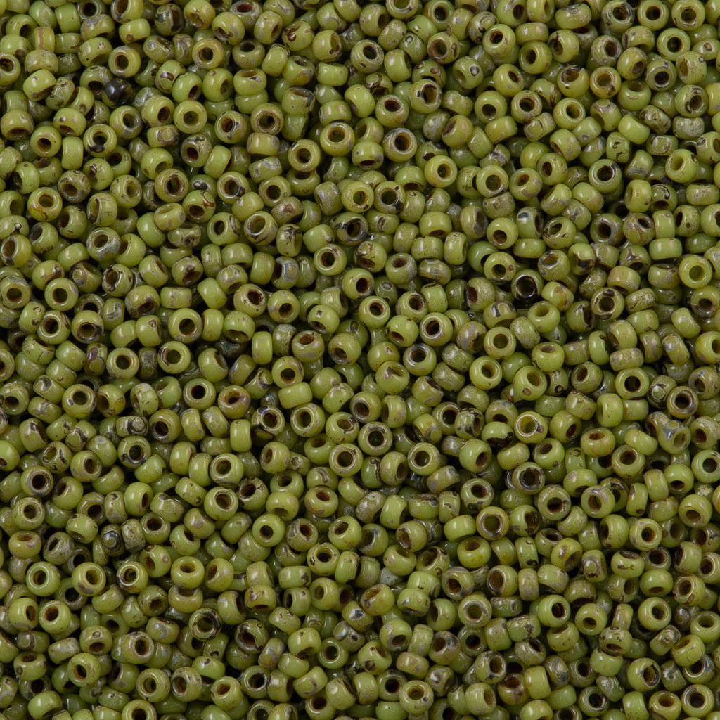 Miyuki Round Seed Bead 15/0 Opaque Chartreuse Picasso (4515)