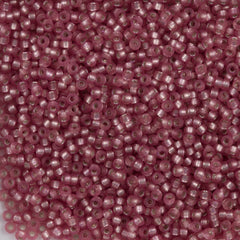 Miyuki Round Seed Bead 15/0 Semi Matte Silver Lined Dyed Light Cranberry 2-inch Tube (1627)