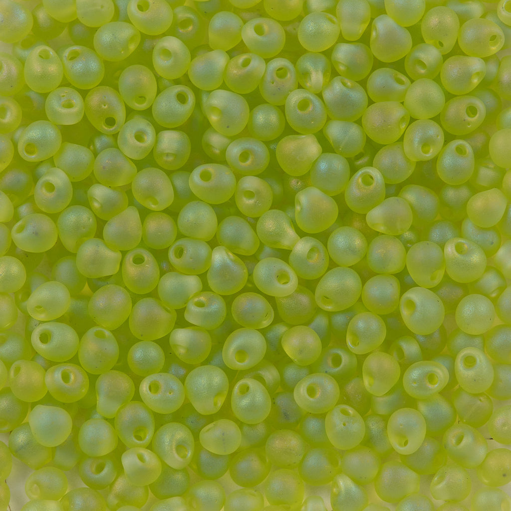 Tiny Miyuki Drop Seed Bead Transparent Matte Lime AB (143FR)