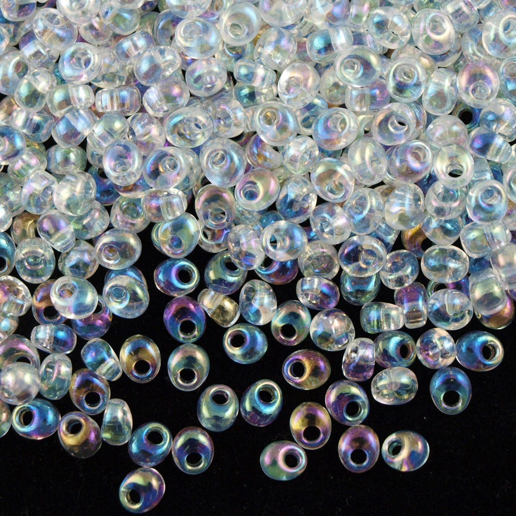 Miyuki 4mm Magatama Seed Bead Transparent Crystal Rainbow 10g (250)