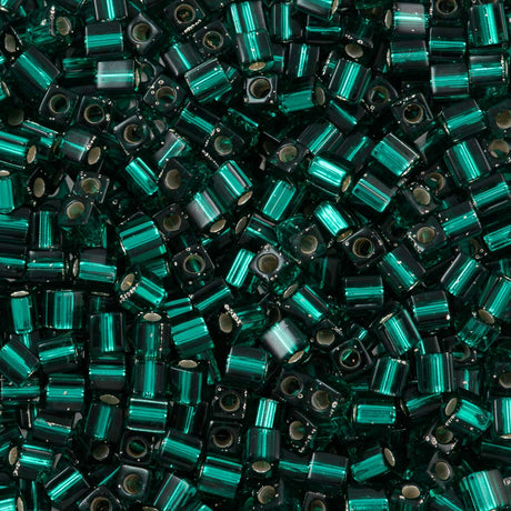 Miyuki 4mm Cube Seed Bead Silver Lined Emerald 10g (17)