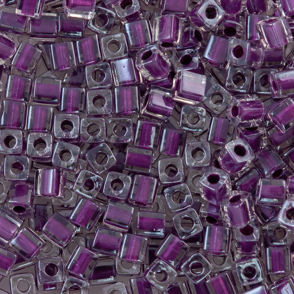 Miyuki 4mm Cube Seed Bead Inside Color Lined Dark Violet (243)
