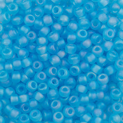 Miyuki Round Seed Bead 6/0 Transparent Matte Light Blue AB 20g Tube (148FR)