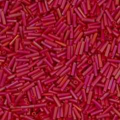 Miyuki 6mm Bugle Bead Opaque Matte Dark Red AB 5-inch Tube (408FR)