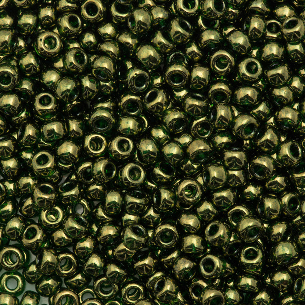 Miyuki Round Seed Beads 8/0 Olive Green Gold Luster (306)