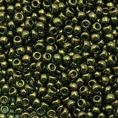 Miyuki Round Seed Bead 8/0 Olive Green Gold Luster 22g Tube (306)