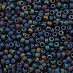 Miyuki Round Seed Bead 8/0 Opaque Matte Black AB 22g Tube (401FR)