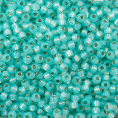Miyuki Round Seed Bead 8/0 Silver Lined Dyed Mint Green 22g Tube (571)