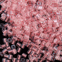 Miyuki 1.8mm Cube Seed Bead Inside Color Lined Pink Grapefruit 8g Tube (204)