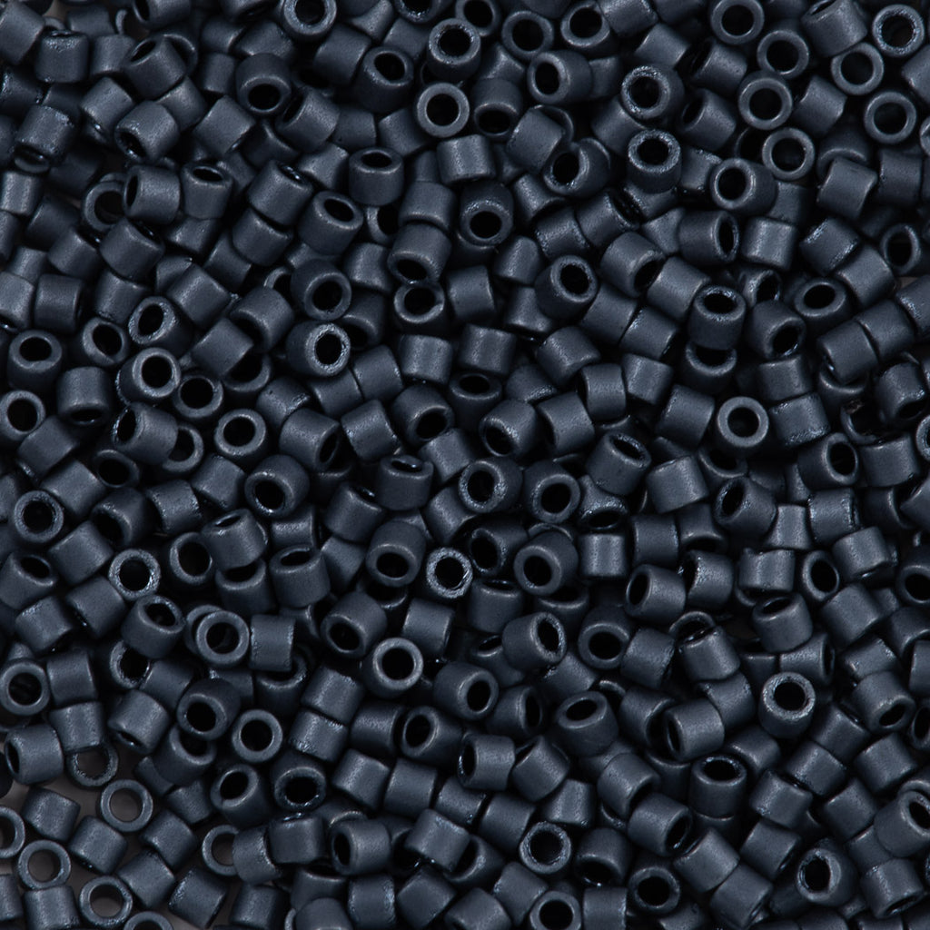 Seed bead, Delica®, glass, opaque black, (DBS0010), #15 round. Sold per  7.5-gram pkg. - Fire Mountain Gems and Beads