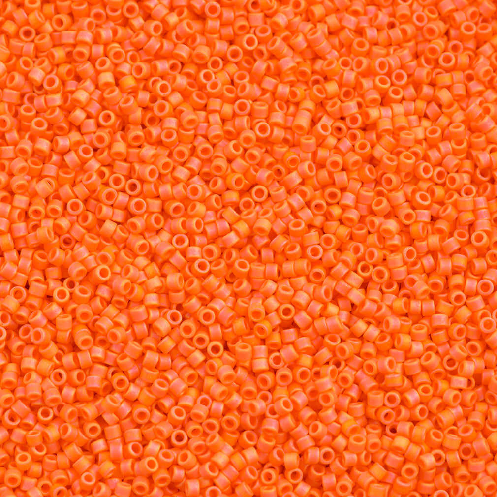 25g Miyuki Delica Seed Bead 11/0 Matte Opaque Mandarin Orange AB DB1593