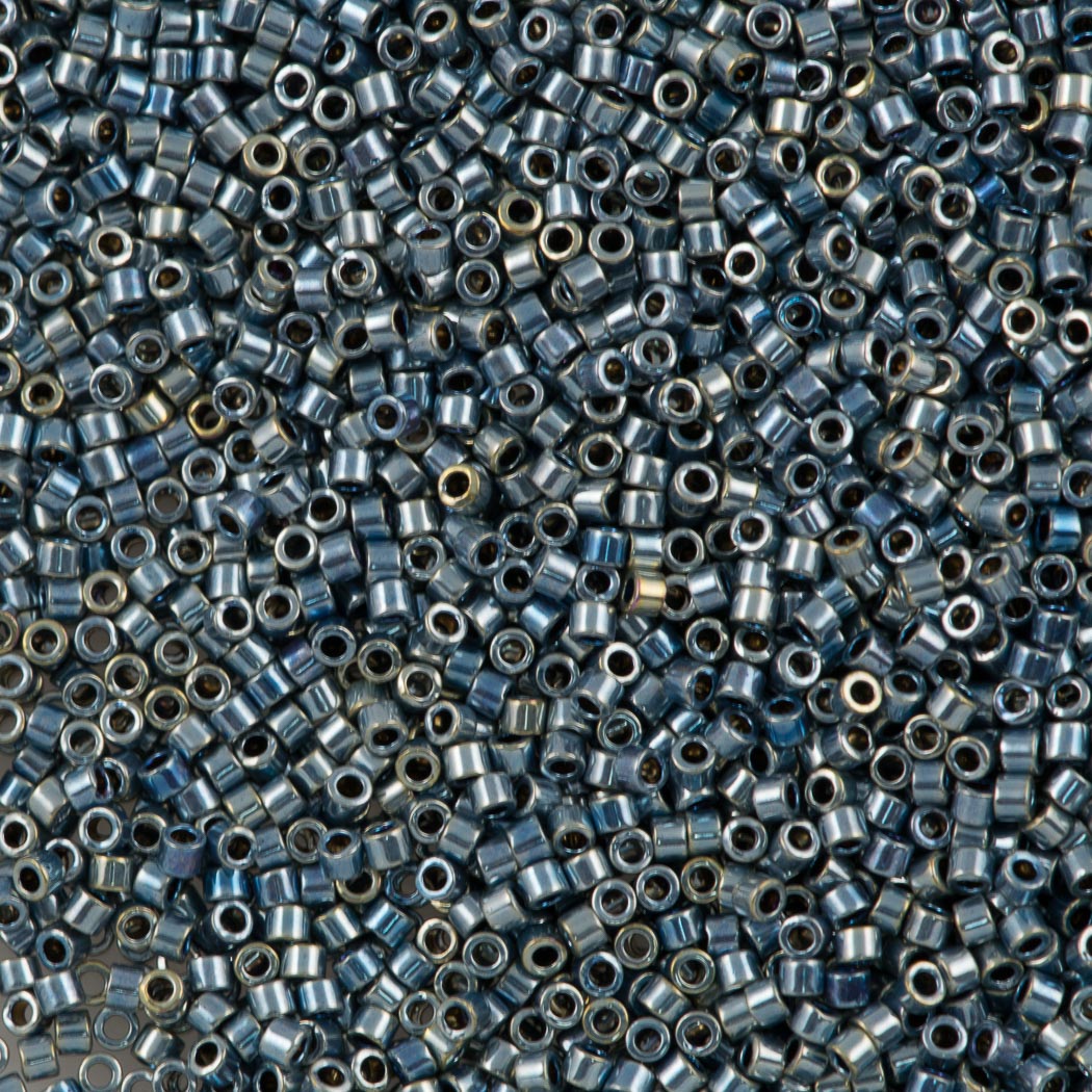 25g Miyuki Delica Seed Bead 11/0 Palladium Plated Blue Gold AB DB544