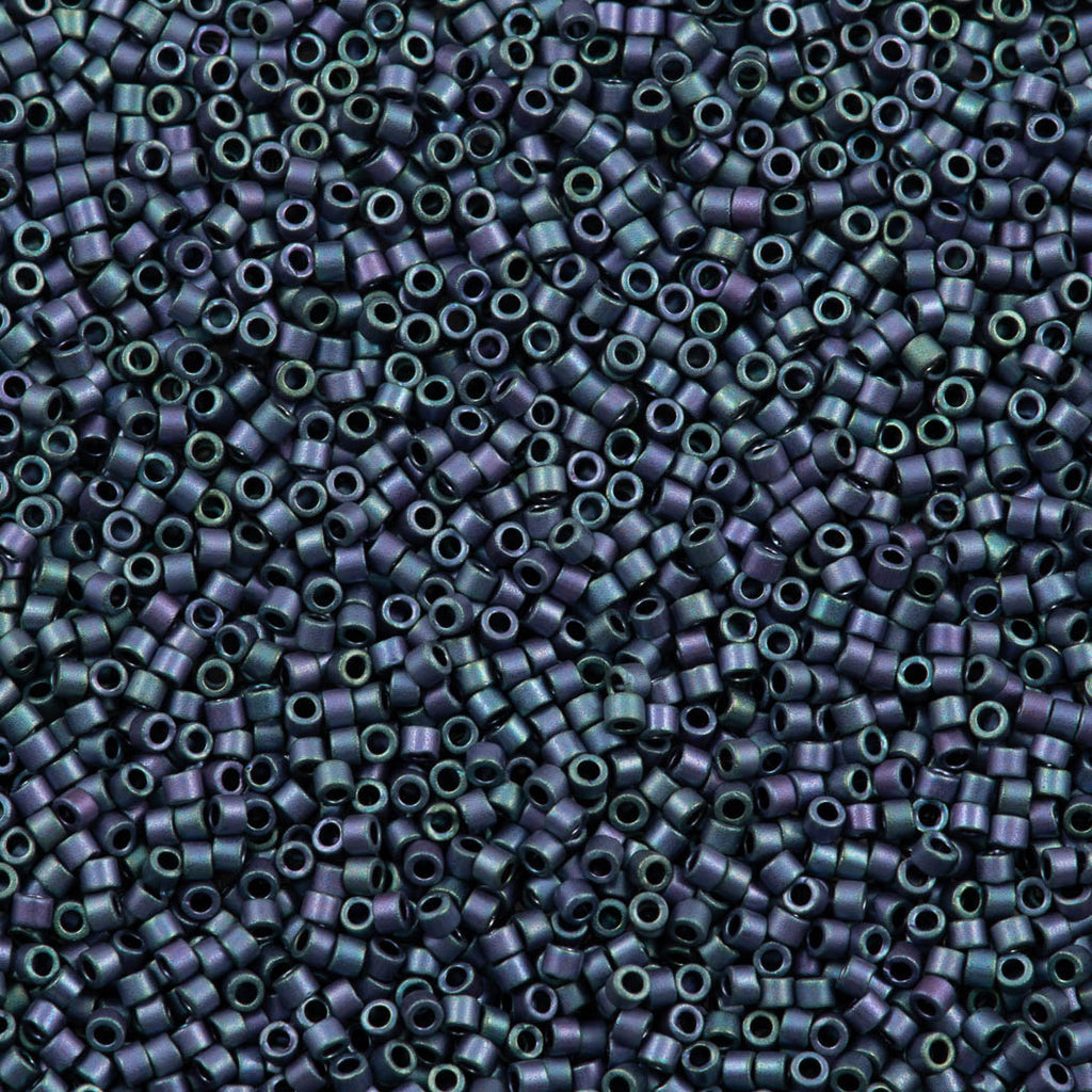 25g Miyuki Delica seed bead 11/0 Matte Metallic Blueberry Gold Luster AB DB1052