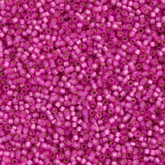 25g Miyuki Delica Seed Bead 11/0 Duracoat Dyed Semi-Matte Silver Lined Pink Parfait DB2174