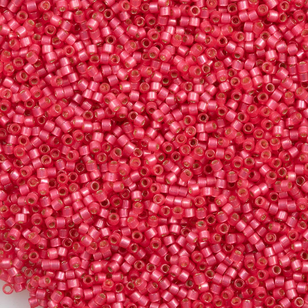 25g Miyuki Delica Seed Bead 11/0 Duracoat Dyed Semi-Matte Silver Lined Hibiscus DB2175