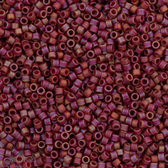 Miyuki Delica Seed Bead 11/0 Matte Opaque Glazed Trillium Red AB 2-inch Tube DB2308
