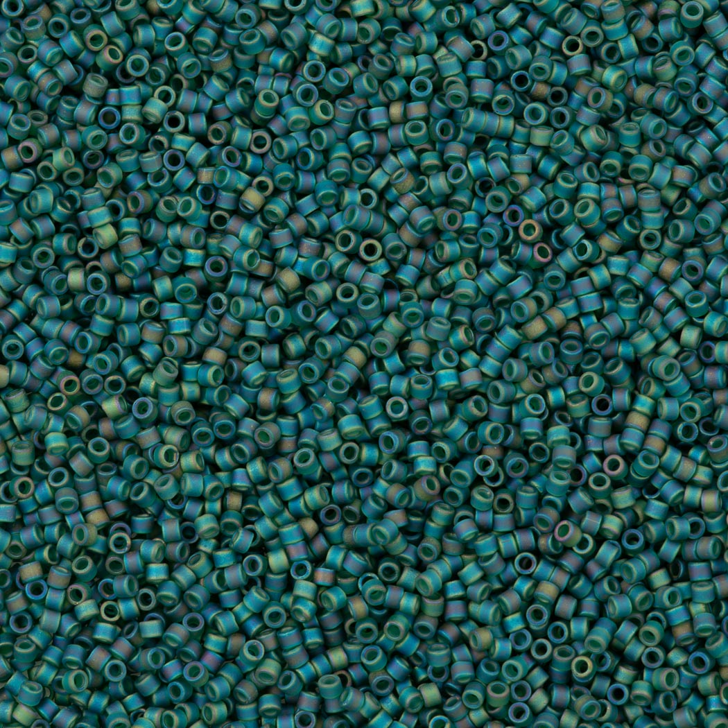 Miyuki Delica Seed Bead 11/0 Matte Transparent Dark Green AB 2-inch Tube DB859