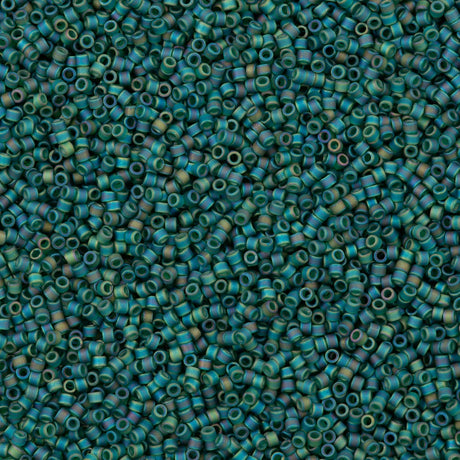 Miyuki Delica Seed Bead 11/0 Matte Transparent Dark Green AB 2-inch Tube DB859