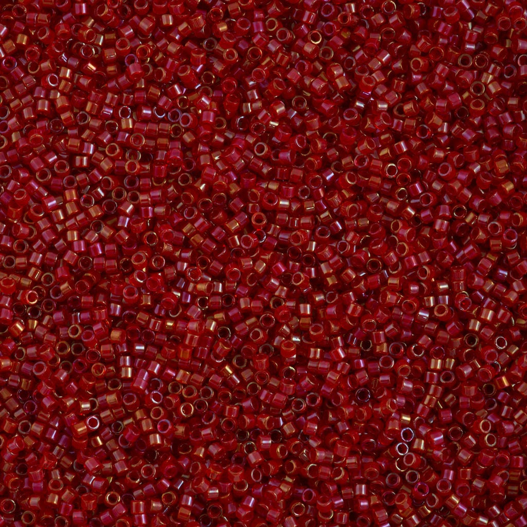 Miyuki Delica Seed Bead 11/0 Inside Color Lined Red AB 2-inch Tube DB295