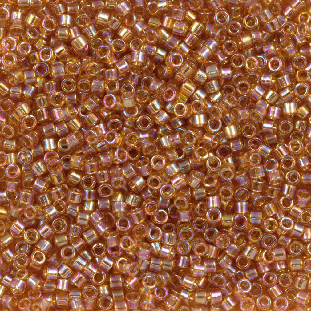 Miyuki Delica Seed Bead 15/0 Transparent Dark Topaz AB 2-inch Tube