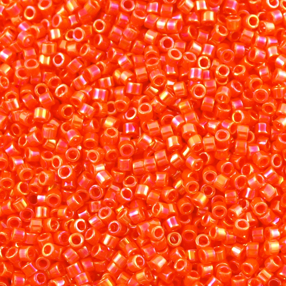 Miyuki Delica Seed Bead 11/0 Opaque Orange AB 2-inch Tube DB161