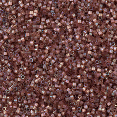 Miyuki Delica Seed Bead 11/0 Silk Inside Dyed Rose Topaz AB 2-inch Tube DB1878