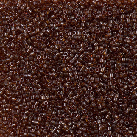 Miyuki Delica Seed Bead 11/0 Transparent Dark Topaz Luster 2-inch Tube DB1891