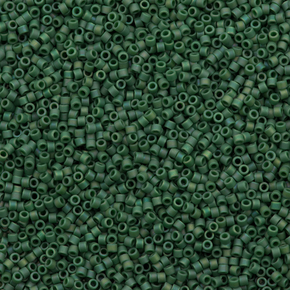 Miyuki Delica Seed Bead 11/0 Matte Opaque Glazed Turtle Green AB 2-inch Tube DB2311
