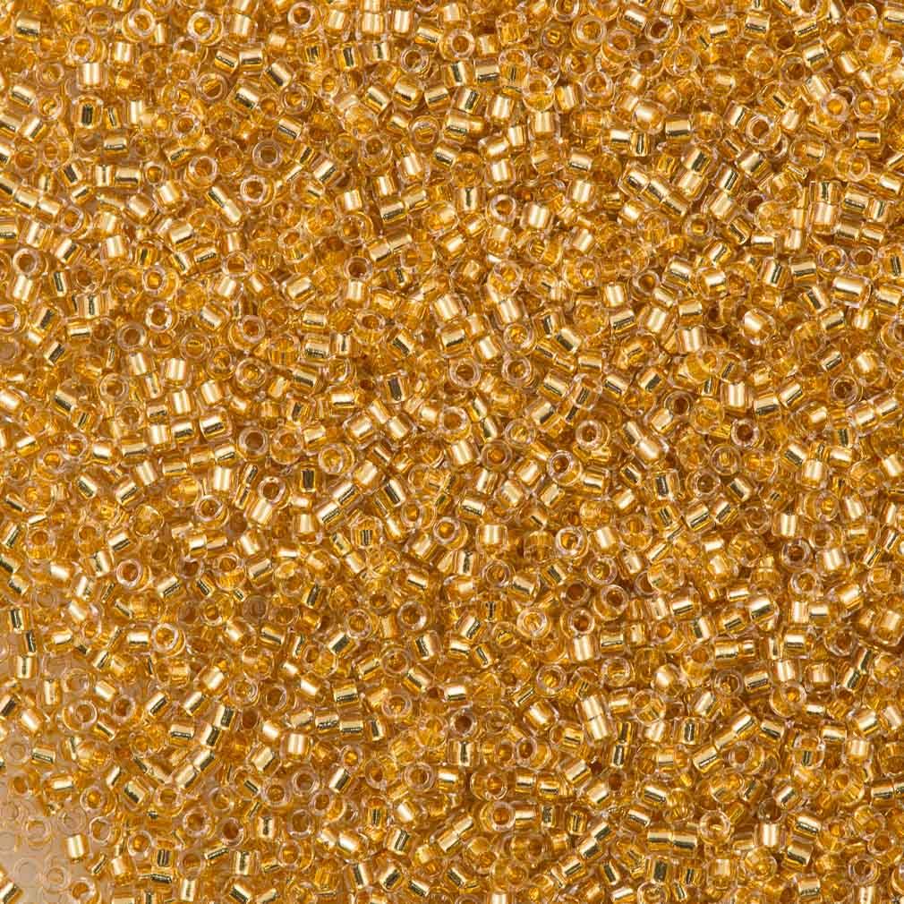 25g Miyuki Delica Seed Bead 11/0 24kt Gold Lined Crystal DB33