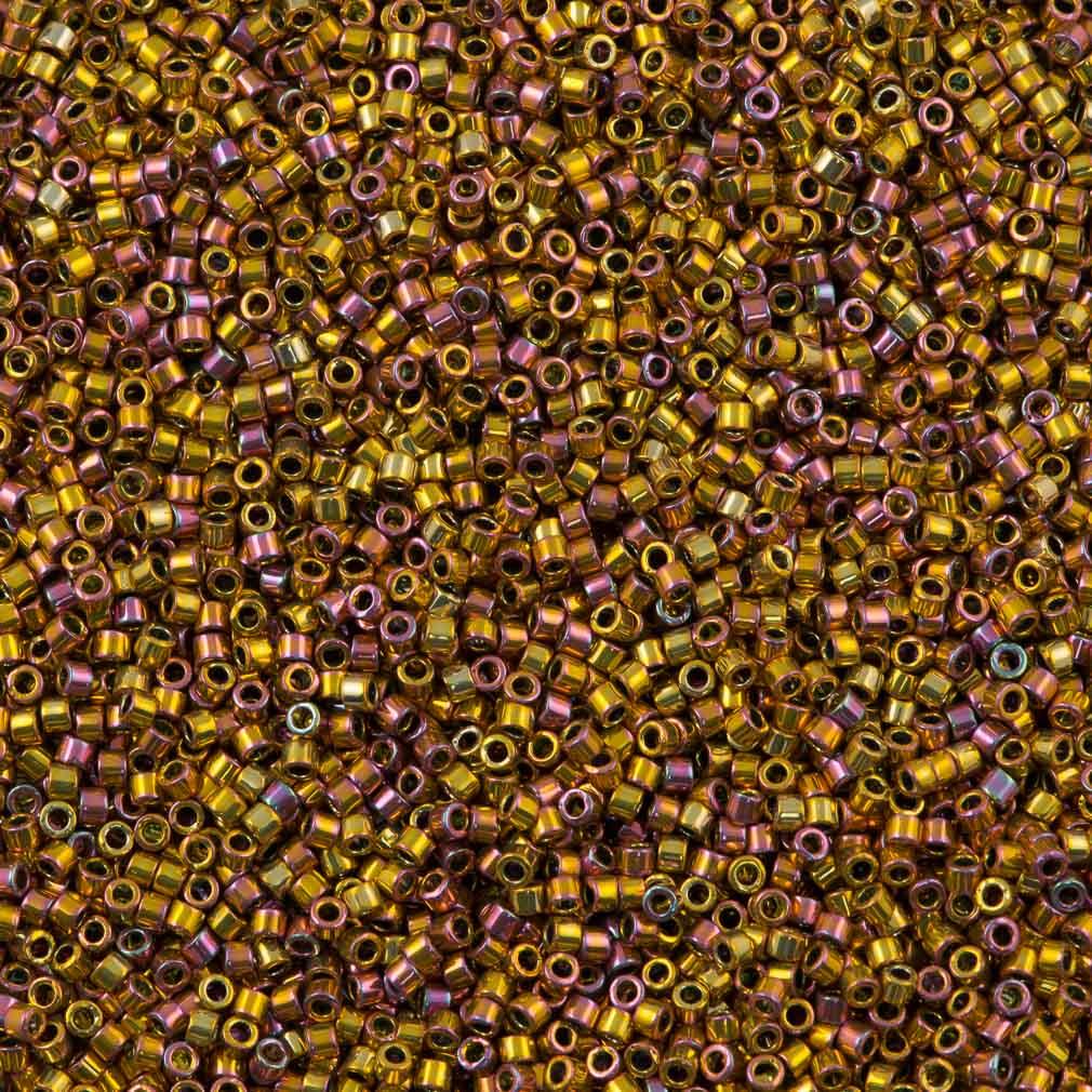 Miyuki Delica Seed Bead 11/0 24kt Gold Plated Pink AB 2-inch Tube DB507