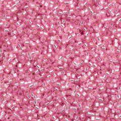 Miyuki Delica Seed Bead 11/0 Transparent Silver Lined Dyed Pink 2-inch Tube DB1335